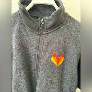Unique Fossa Apparel Jacket XL Gray Full Zipped Pockets Mock Neck Mens Fox Head